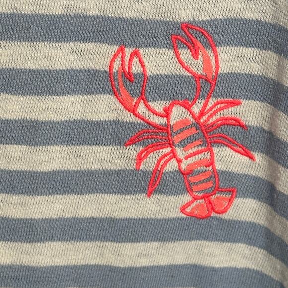 Talbots Shells & Lobster Tee Womens XL Blue Striped Nautical Knit Top - Picture 6 of 9
